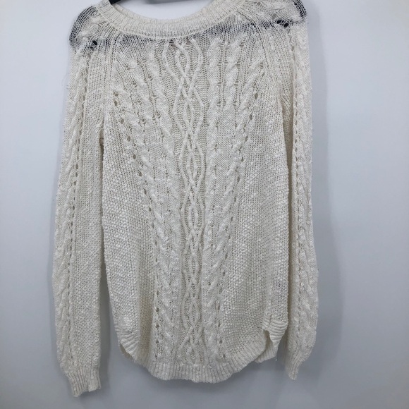 So Women’s cream net sweater longsleeve crewneck M - Picture 4 of 13
